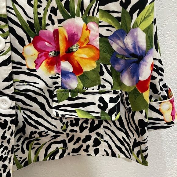 Erin London Button Front Jungle Motif Jacket Size Large - Picture 8 of 8